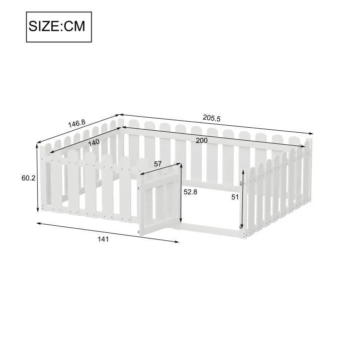 Lit évolutif - Blanc - 140x200cm - Bois massif - Design enfant - Sans sommier-3