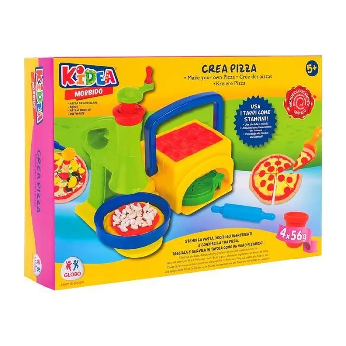 Jouet créatif - GLOBO - Set Pate A Modeler Pizza Kidea - Pour préparer des pizzas - Mixte - A partir de 5 ans-0