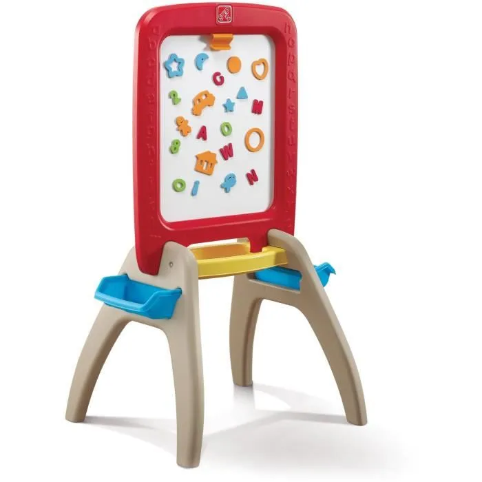 Step2 Easel For Two Tableau d'écriture pour enfants | Tableau magnétique pour enfants avec un kit d'accessoires de 94 pièces-0