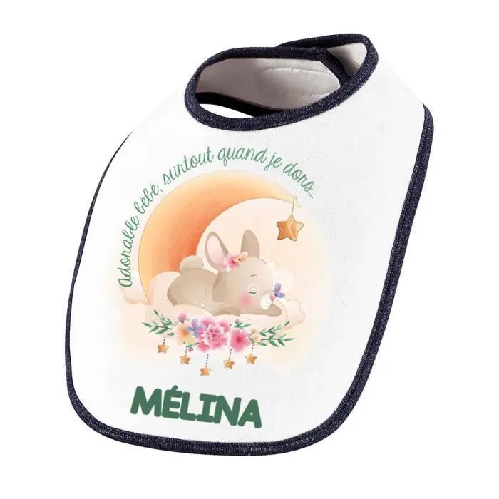 Bavoir Mélina Bébé Dodo Lapin | Cadeau Naissance Baby Shower Noël Anniversaire Enfant Nourrisson-0