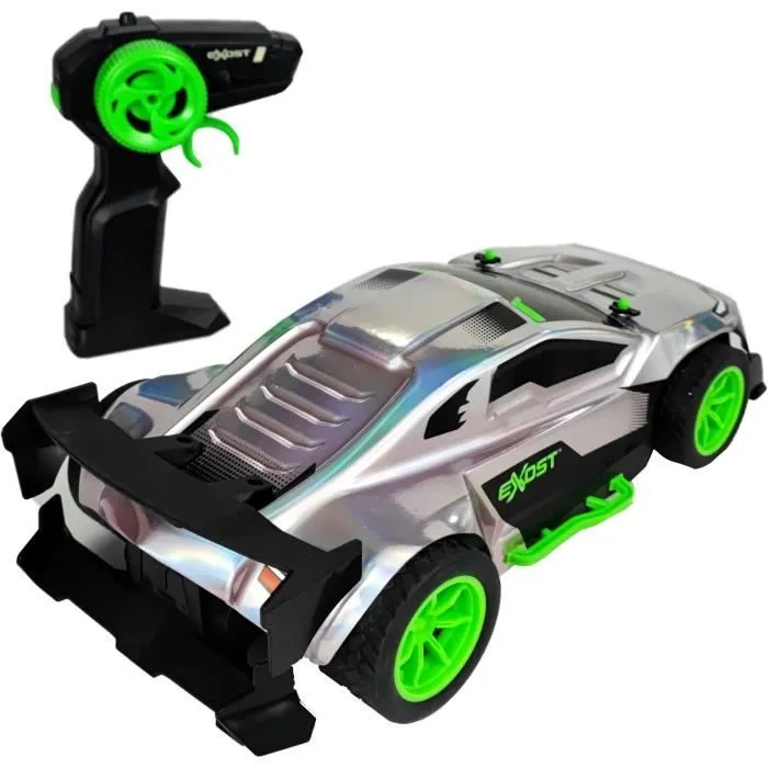 Voiture Télécommandée - EXOST - Metal Chrome 1:14 - 15 km/h - 31 -5 cm - argent et vert - dès 5 ans-2
