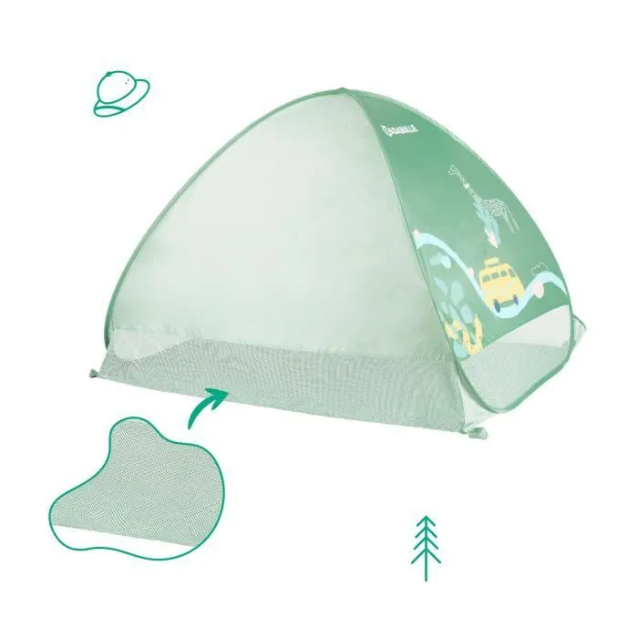 BADABULLE Tente anti-UV bébé, grande tente de plage, haute protection solaire FPS 50+, système pop-up, vert-2