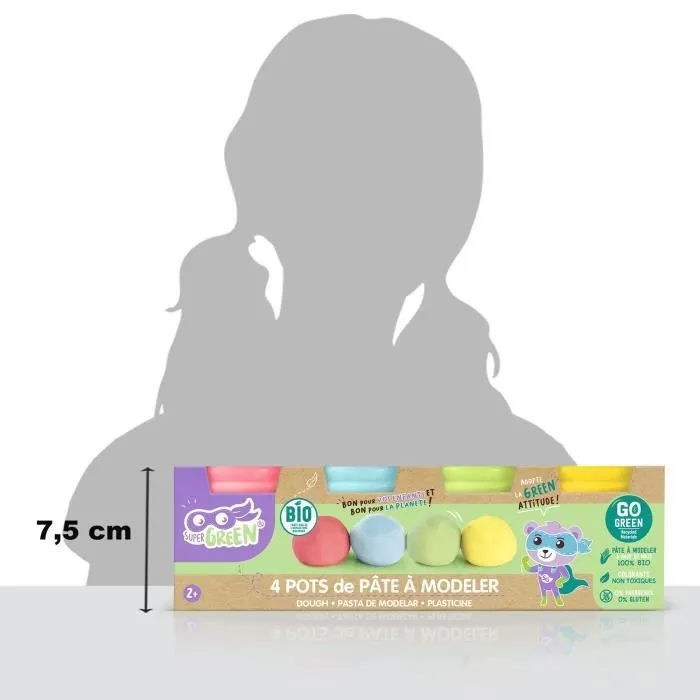 Kit de 4 pots de pâte à modeler bio - CANAL TOYS Super Green - Sans gluten - 240g-3
