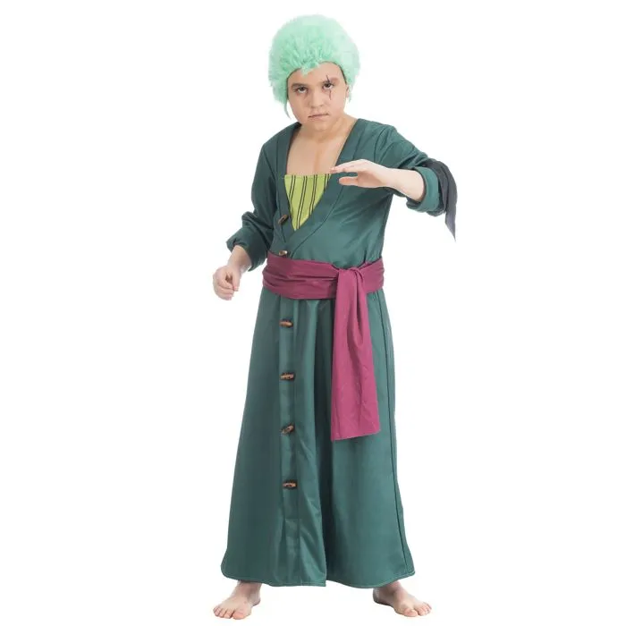 Déguisement Zoro One Piece enfant - CHAKS - Modèle Zoro - Vert - Costume sous licence officielle-0