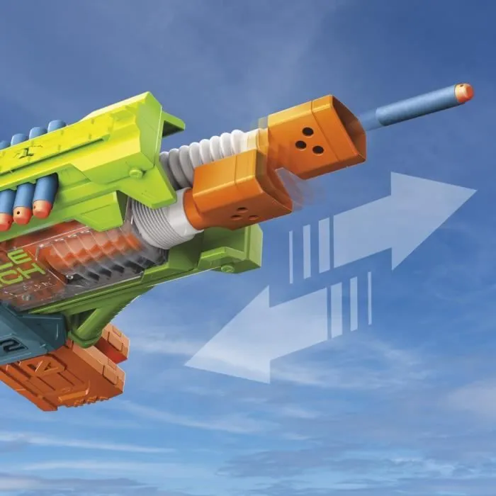 Nerf Elite 2.0 Double Punch Blaster motorisé, canons alternatifs Rapides, 50 fléchettes Nerf Elite, 2 chargeurs 10 fléchettes, dès 8-4