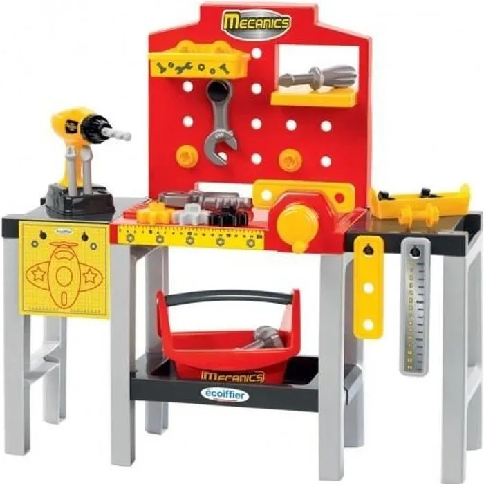 ECOIFFIER Etabli bricolage modulable - 32 pièces - Collection Mecanics - Conseillé dès 18 mois - Origine France Garantie-0