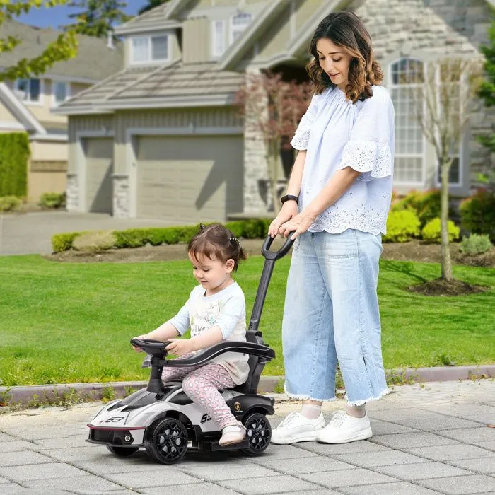Voiture à pousser pour enfants AIYAPLAY porteur enfants 1 à 3 ans multi-équipée avec poignée de poussée, klaxon et volant, Blanc-1