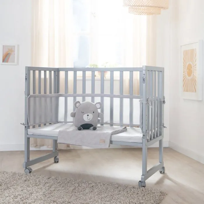 Berceau Cododo ROBA Style 3 en 1 avec Barrière + Matelas et Tour de lit - Gris-4