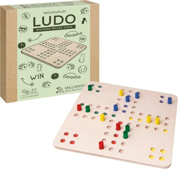 Jeu des petits chevaux en bois - Ludo - Jeu de Société pour Toute la Famille - Milliwood-0