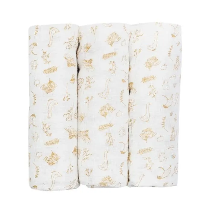3 langes en coton 70x70cm Wonderfull-0