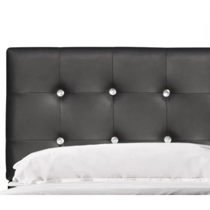 Lit 180x200 cm - Tte de Lit Capitonne Noir - Sommier Lattes 13 Rsistantes - Pieds en 10 cm-3