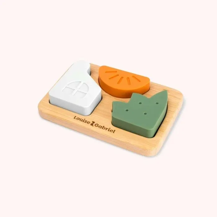 Arthur Le Puzzle - Jouet 1er age - Silicone et Bois - Louise et Gabriel-0