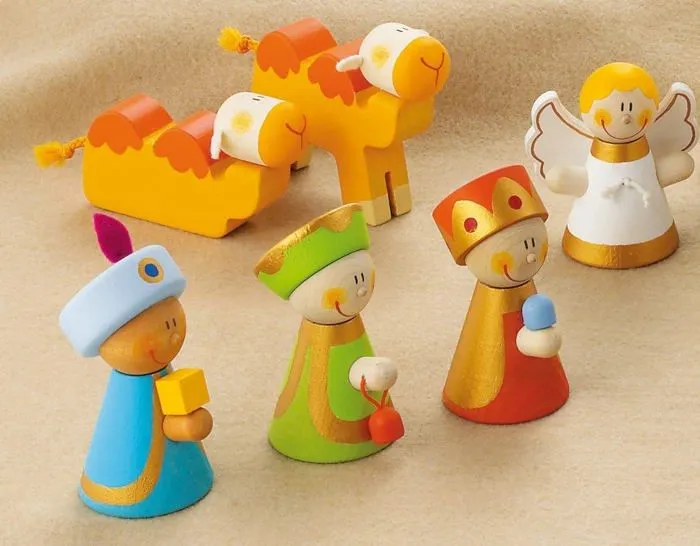Crèche de Noël en bois - Sevi - Complète - 20 pièces - Multicolore - 29 x 19 x 19 cm-2