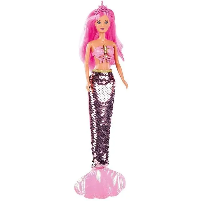 Simba - Steffi Love Sirène Sequins - Poupée Mannequin 29cm - Paillettes Réversibles - Nageoire Amovible - modèle aléatoire-0