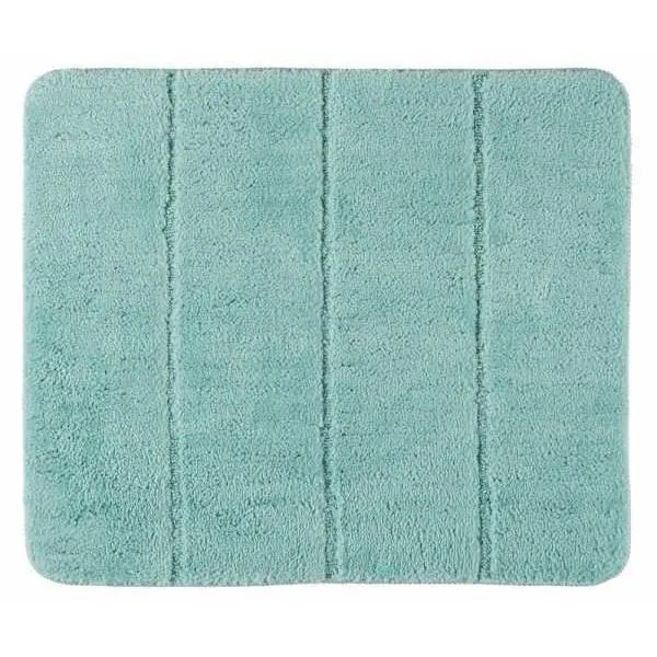WENKO Tapis de bain Steps, tapis de salle de bain antidérapant, épais, polyester, 55x65 cm, turquoise