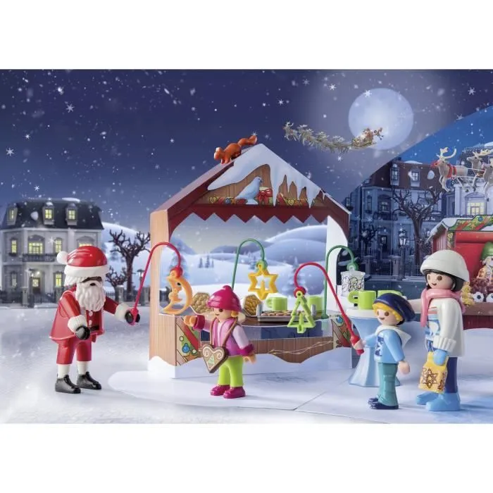 PLAYMOBIL 71472 Calendrier de l'Avent Marché de Noël, 24 surprises, 84 pièces, Dès 4 ans-4