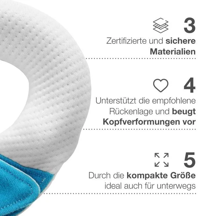 Cale bebe Reer - 23021703-B - Kluba Medical Medibino(R) Le Coussin de Protection pour bebe equipement de lit, Blanc/Bleu-3