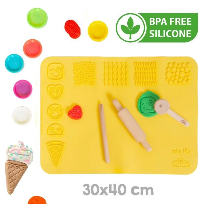 Bureau Enfant ROBA x Play-Doh + Chaise + 6 Pots de Pâte à Modeler + Tablier Imperméable et Accessoires - Jouet Créatif dès 3 Ans-2