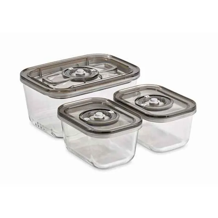 Boites de conservation - boites hermetiques Caso - 1177 - VacuBoxx Lot de 3 recipients sous vide, empilables, en verre-1