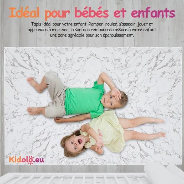 Tapis d éveil et jeux Enfant Puzzle Marbre - 120 x 180 cm - Géant - Mousse EVA sûre et durable - Kidolo-3