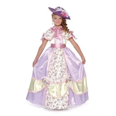 Déguisement enfant - CARITAN - Caroline du sud - Robe avec cerceau fleurs et plumages - Coffret inclus-0