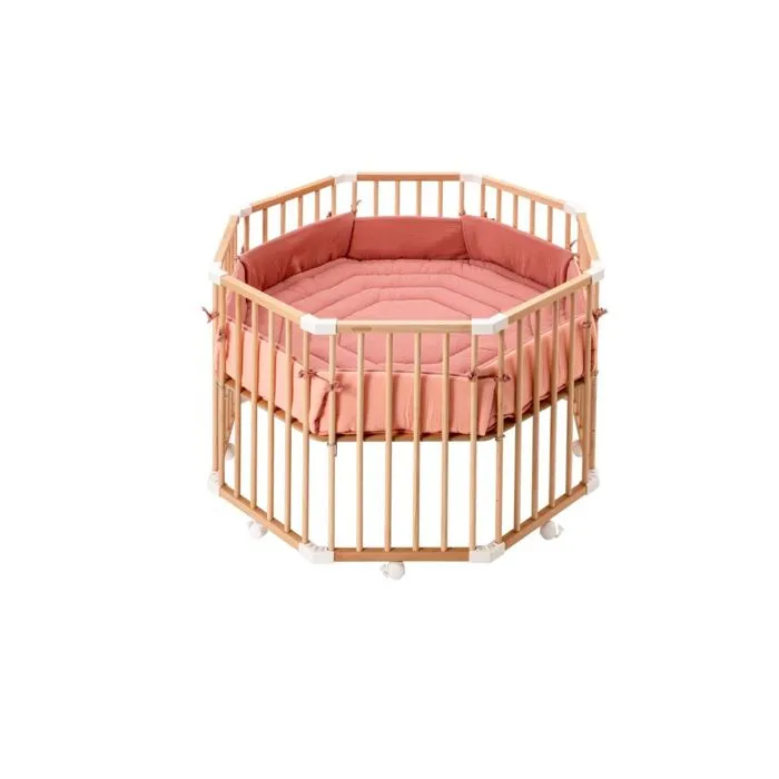 Combelle - 213315 - Tapis de parc octogonal ouatiné bicolore Rose poudré-1