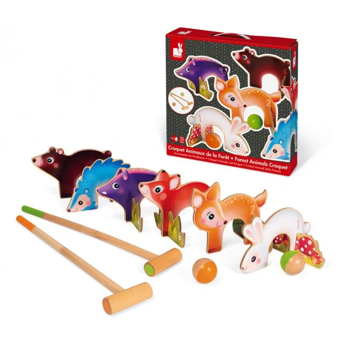 Jeu de croquet en bois massif - JANOD - Animaux de la Forêt - Dès 3 Ans-4