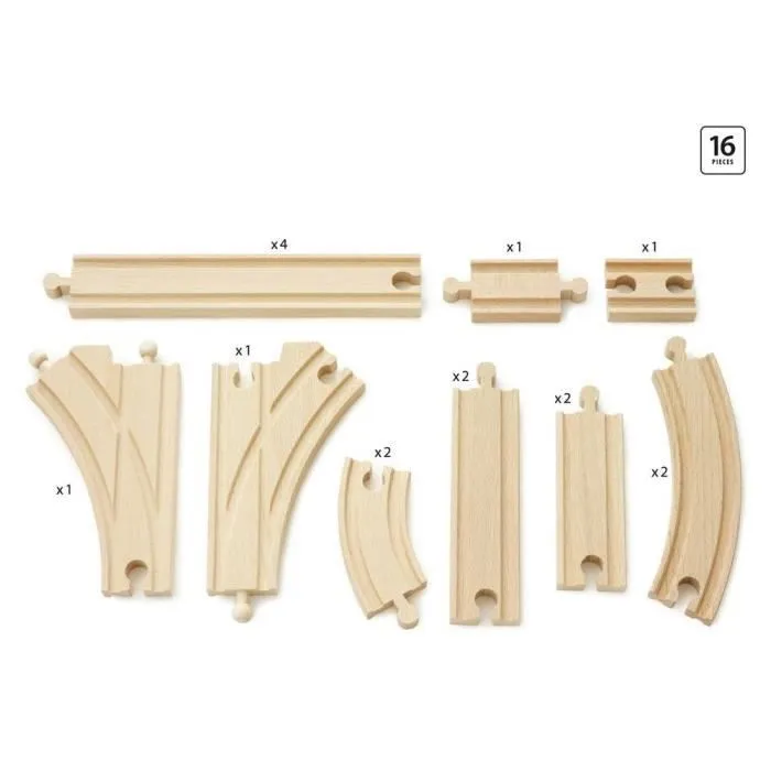 Coffret Evolution Intermédiaire 16 Rails - BRIO - 33402 - Circuit de train en bois pour enfant dès 3 ans-2
