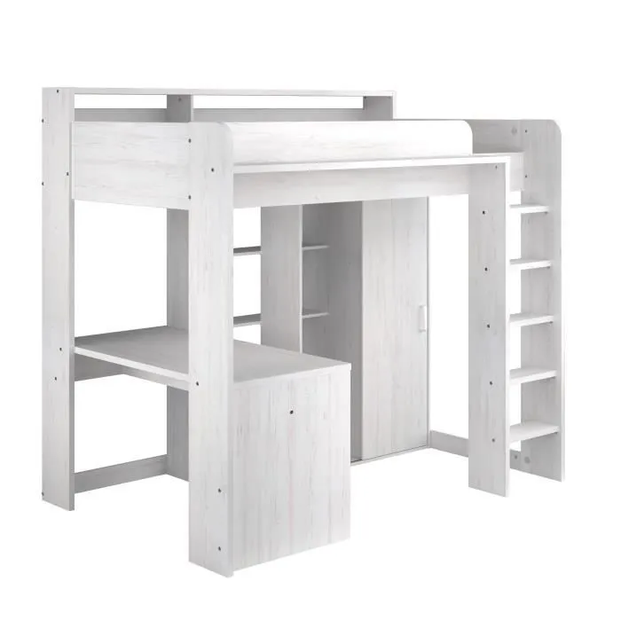 Lit combiné mezzanine enfant PARISOT Lena - Pin Petterson - Sommier inclus - 90 x 200 cm-2