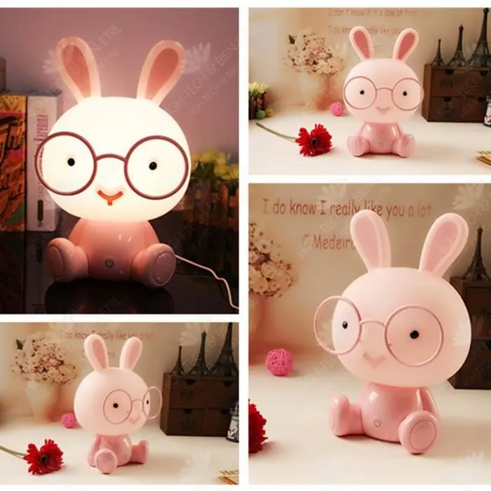 HTBE® Veilleuse LED mignon lapin veilleuse bébé chambre lumière/cadeau de noël lampe de chevet décoration enfants lumière-1