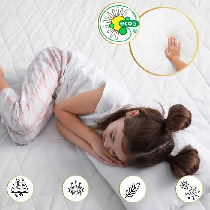 Matelas 140x70 pour enfants KOBI - Mousse - Repos confortable - housse amovible - Épaisseur 8 cm - Dureté moyenne-2