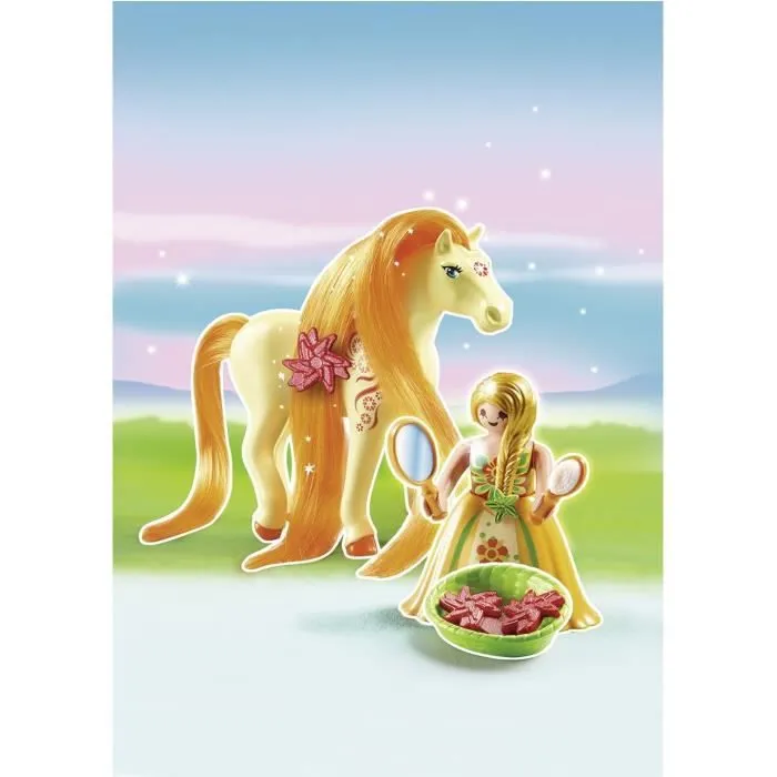 PLAYMOBIL - Princesse Mimosa avec cheval à coiffer - Playmobil Princess - Orange - 4 ans-2