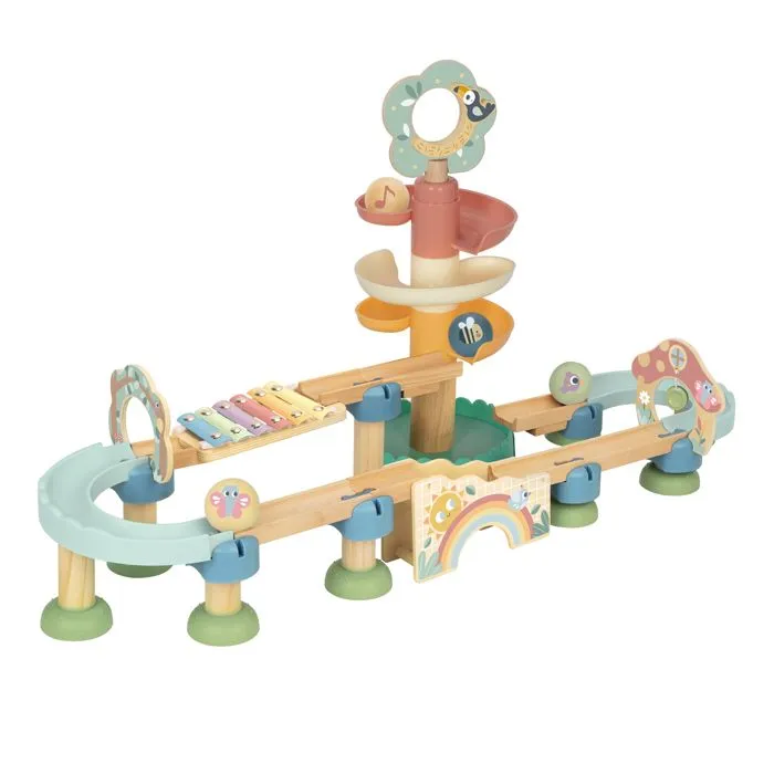 Tooky Toy  Circuit de Billes pour Bébé - Pastel | Jouets en bois avec Xylophone et Tour Spirale - 4 Billes inclues | Jouets-0