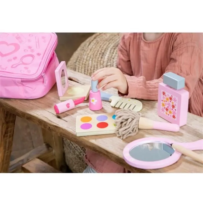 New Classic Toys Mallette de maquillage factice en bois - 18290 - Rose-1