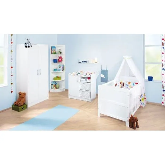 Lit bébé évolutif 140x70 et commode à langer - Vic-0