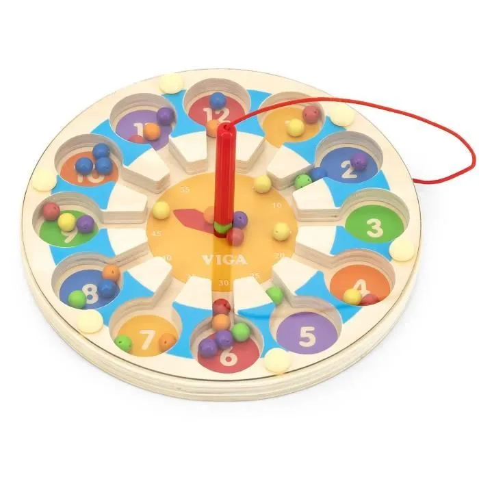 Viga Toys horloge de jeu magnétique junior 17,5 cm bois 3 parties-0