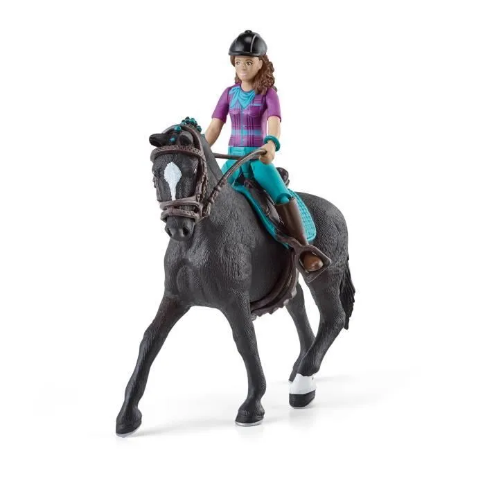 Figurine Cavalière Lisa et Storm, coffret schleich avec 10 éléments inclus dont 1 cheval schleich hanovrien et sa cavalière,-0