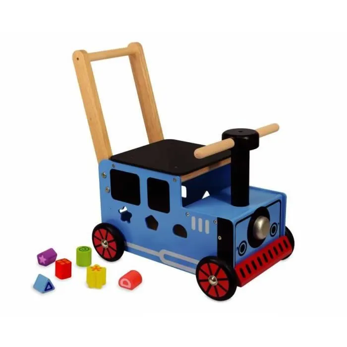 I'm toy - Porteur en bois pour bébé le petit train bleu - IM87571-1