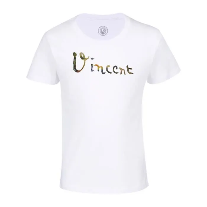 T-shirt Enfant Blanc Van Gogh Signature Impressioniste Peintre Célèbre Artiste Portrait-0