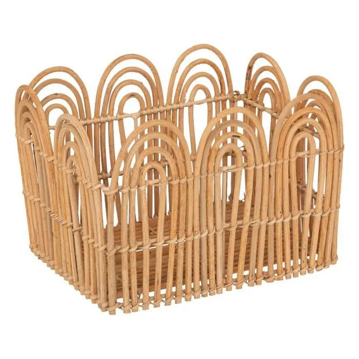 Lot de 3 Caisses de rangement Cagette en Fer et Rotin Marron Caramel - Atmosphera-3