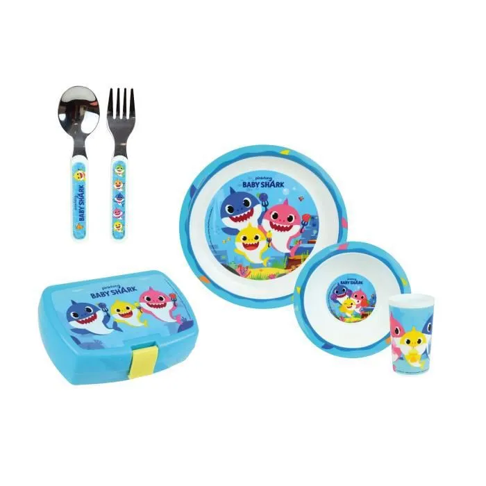 BABY SHARK ENSEMBLE COUVERTS INOX (FOURCHETTE, CUILLERE)-2