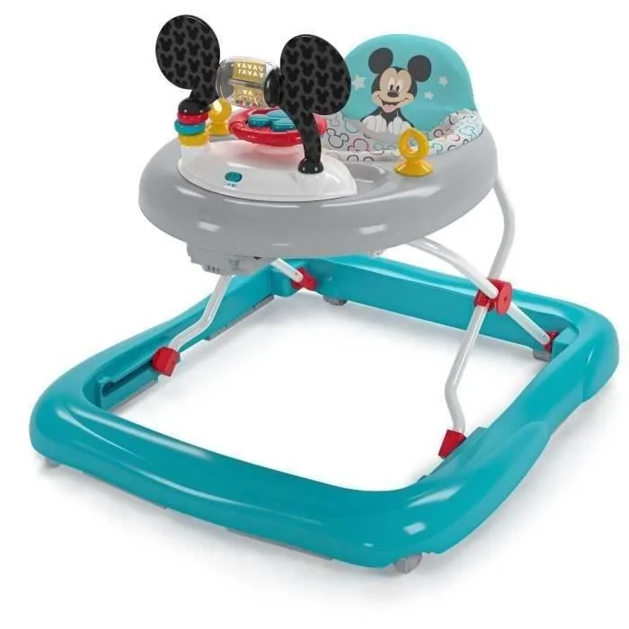 DISNEY BABY Trotteur bébé évolutif et pliable 2-en-1 - Mickey - Jouet d'éveil amovible intégré, Musique, Lumières, Hauteur Réglable-0