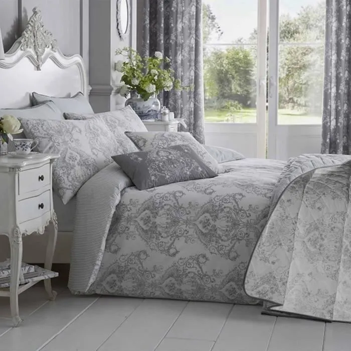 Housse de couette - Marque - 220 x 230 cm - Gris - Coton - Douceur et style-0