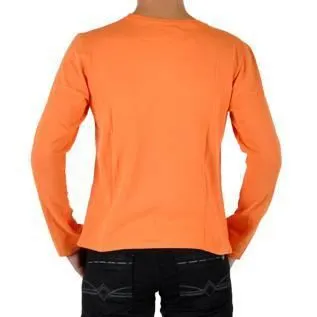 Tee shirt enfant manches longues Japan Rags - Sheldon Blanc - Orange - Regular - 100% Coton-1
