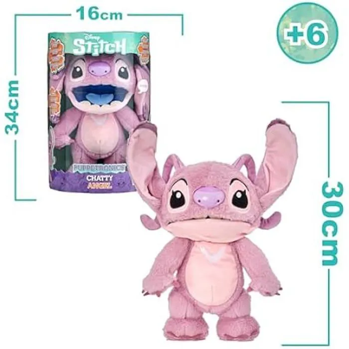 Peluche Interactive - DISNEY - Angel - 100+ Sons et Mouvements - Fonction Marionnette - 6 Ans et Plus-1