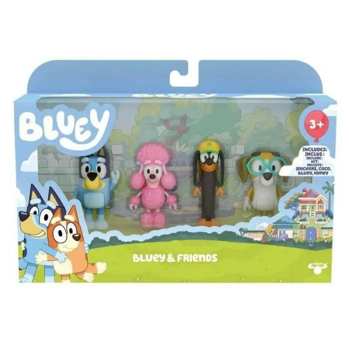 Coffret de 4 figurines des Amis de Bluey - MOOSE TOYS - Bluey, Snickers, Honey et Coco - Figurines articulées-1