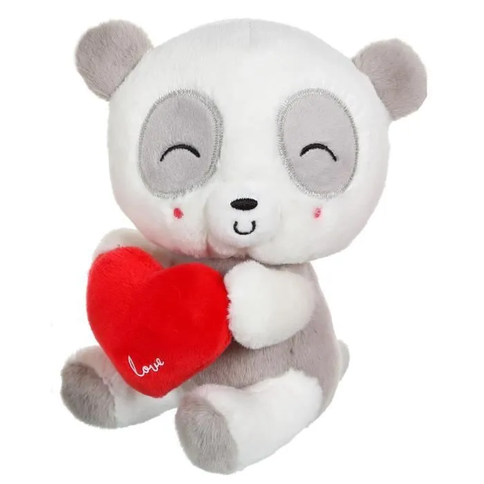 Gipsy Toys - Cuty Love - Peluche - 14 cm - Panda Gris & Rouge-0