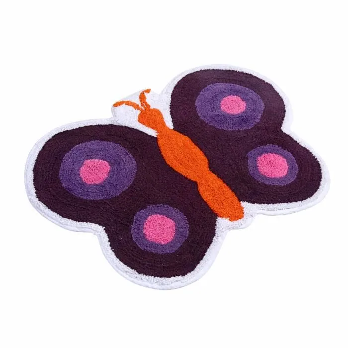 Tapis enfant - Homescapes - Papillon Pourpre - 100% coton - 80 cm - Violet-0