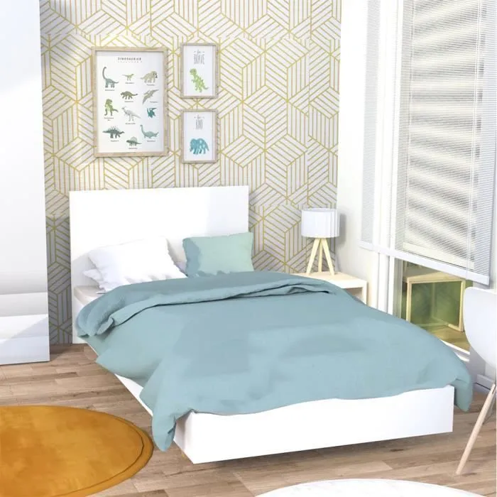 Lit enfant LOFT 90x190 cm en panneau de particules - Blanc - Avec sommier - Marque LEQUAIDESAFFAIRES-2