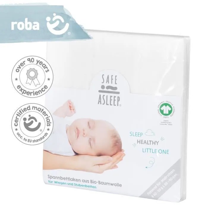 Drap Housse de Berceau - ROBA - Safe Asleep® - 100% Coton Bio - Blanc-2